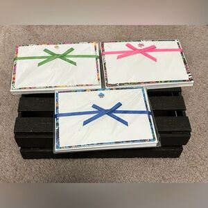 Vera Bradley Greeting Card Set with Green, Pink, and Blue Ribbons